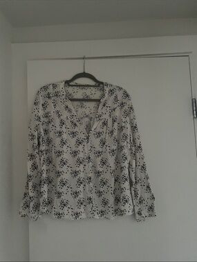 Just Living Cream Blouse with Navy Floral Print